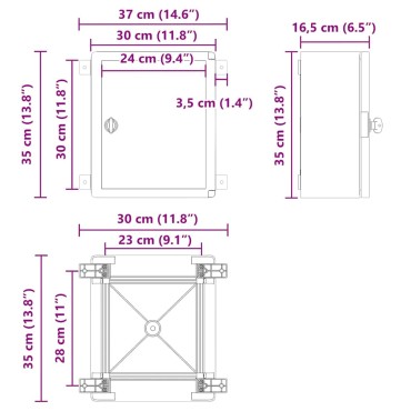 vidaXL Ντουλάπι Ελέγχου Γκρι 37 x 16,5 x 35 εκ ΑΒΣ Πλαστικό
