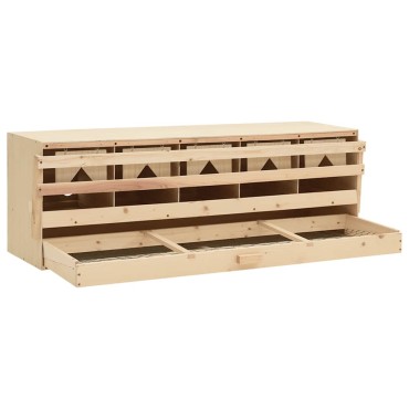 vidaXL Φωλιά για Κότες με 5 Θέσεις 117x33x38 εκ. από Μασίφ Ξύλο Πεύκου