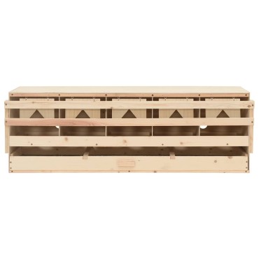 vidaXL Φωλιά για Κότες με 5 Θέσεις 117x33x38 εκ. από Μασίφ Ξύλο Πεύκου