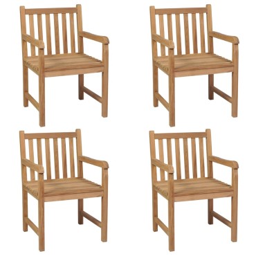 vidaXL Καρέκλες Κήπου 4 τεμ. Μασίφ Ξύλο Teak με Φωτ. Πράσινα Μαξιλάρια 58x60x90cm