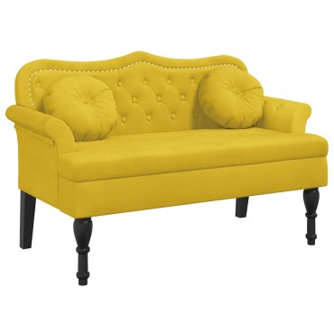 vidaXL Παγκάκι με Μαξιλάρια Κίτρινο 120,5x65x75cm Βελούδινο