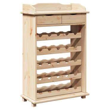 vidaXL Ράφι Κρασιού Φυσικό 58x28x90cm Στερεό ξύλο πεύκου 1 τεμ.