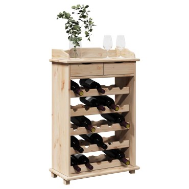 vidaXL Ράφι Κρασιού Φυσικό 58x28x90cm Στερεό ξύλο πεύκου 1 τεμ.