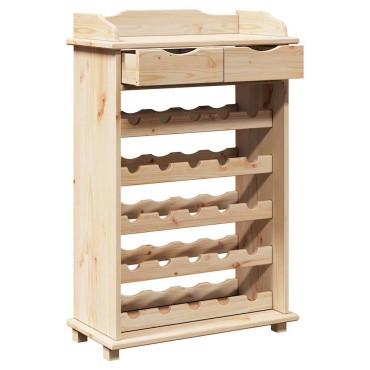 vidaXL Ράφι Κρασιού Φυσικό 58x28x90cm Στερεό ξύλο πεύκου 1 τεμ.