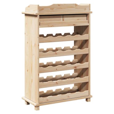 vidaXL Ράφι Κρασιού Φυσικό 58x28x90cm Στερεό ξύλο πεύκου 1 τεμ.