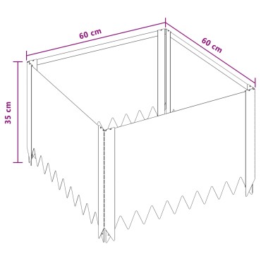 vidaXL Περίγραμμα γκαζόν 60 x 60 x 35 cm Ατσάλι Ασημί