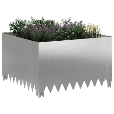 vidaXL Περίγραμμα γκαζόν 4 τμχ. 60 x 60 x 35 cm Ατσάλι Ασημί