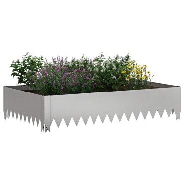 vidaXL Περίγραμμα γκαζόν 100 x 60 x 20 εκ. Ατσάλι Ασημί