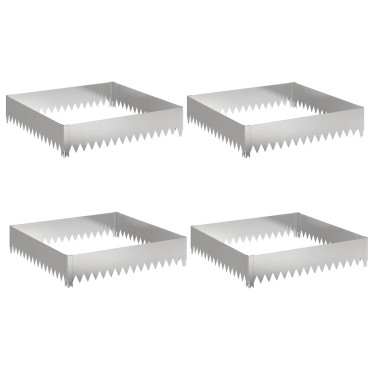 vidaXL Περίγραμμα γκαζόν 4 τμχ. 100 x 100 x 20 cm Ατσάλι Ασημί