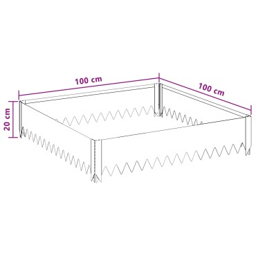 vidaXL Περίγραμμα γκαζόν 4 τμχ. 100 x 100 x 20 cm Ατσάλι Ασημί