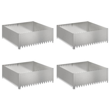 vidaXL Περίγραμμα γκαζόν 4 τμχ. 100 x 100 x 35 cm Ατσάλι Ασημί