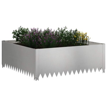 vidaXL Περίγραμμα γκαζόν 4 τμχ. 100 x 100 x 35 cm Ατσάλι Ασημί
