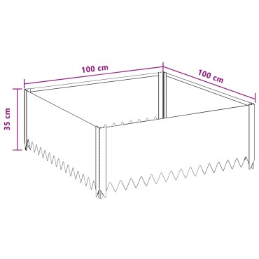 vidaXL Περίγραμμα γκαζόν 4 τμχ. 100 x 100 x 35 cm Ατσάλι Ασημί