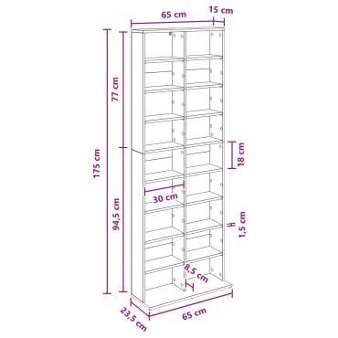 vidaXL Ντουλάπα CD Λευκό 65x23,5x175cm Επεξεργασμένο Ξύλο