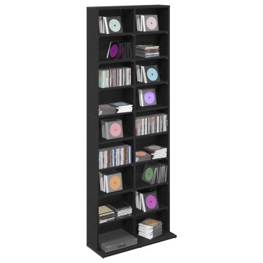 vidaXL Ντουλάπα CD Μαύρη Δρυς 65x23,5x175cm Επεξεργασμένο Ξύλο