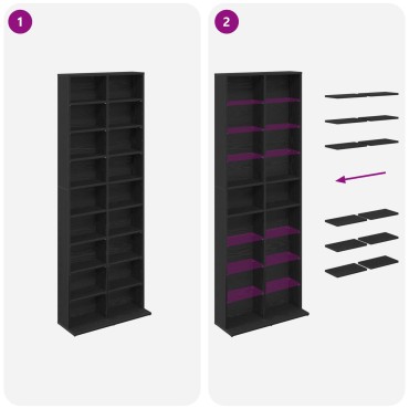 vidaXL Ντουλάπα CD Μαύρη Δρυς 65x23,5x175cm Επεξεργασμένο Ξύλο