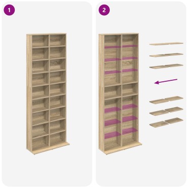 vidaXL Ντουλάπα CD Sonoma Δρυς 65x23,5x175cm Επεξεργασμένο Ξύλο