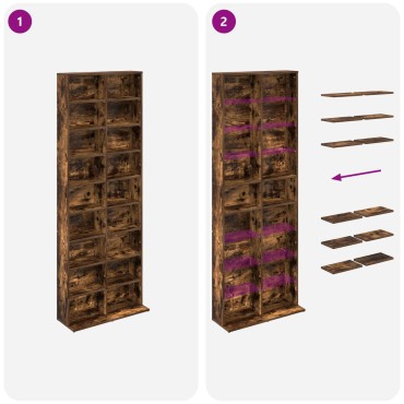 vidaXL Ντουλάπα CD Καπνισμένο Ξύλο Δρυός 65x23,5x175cm
