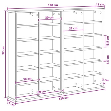 vidaXL Ντουλάπα CD 2 τεμ. Μαύρη Δρυς 60x17x92cm