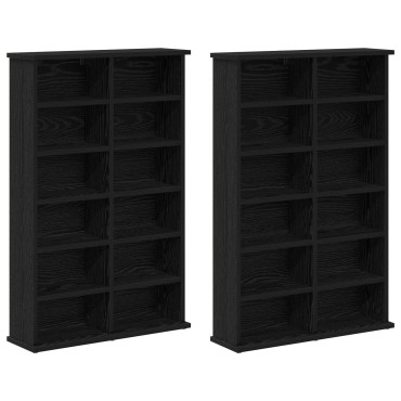 vidaXL Ντουλάπα CD 2 τεμ. Μαύρη Δρυς 60x17x92cm