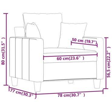 vidaXL Πολυθρόνα Κρεμ Υφασμάτινη 78x77x80cm 1 τεμ. Γωνιακός