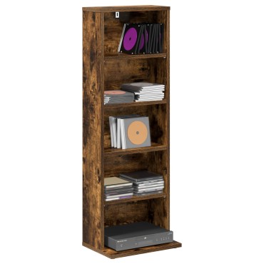 vidaXL Ντουλάπα CD Καπνισμένο Ξύλο Δρυός 33x23,5x97,5cm
