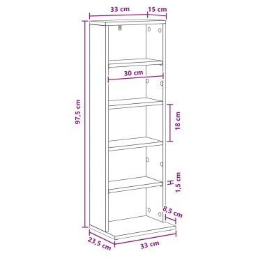 vidaXL Ντουλάπα CD Παλαιωμένο ξύλο 33x23,5x97,5cm