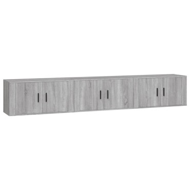vidaXL Έπιπλα Τηλεόρασης Επιτοίχια 3 τεμ. Γκρι Sonoma 80x34,5x40cm