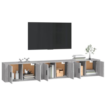 vidaXL Έπιπλα Τηλεόρασης Επιτοίχια 3 τεμ. Γκρι Sonoma 80x34,5x40cm