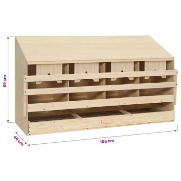 vidaXL Φωλιά για Κότες με 4 Θέσεις 106x40x59 εκ. από Μασίφ Ξύλο Πεύκου