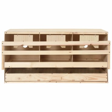 vidaXL Φωλιά για Κότες με 3 Θέσεις 72x33x38 εκ. από Μασίφ Ξύλο Πεύκου