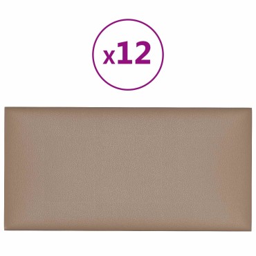 vidaXL Κεφαλάρι Τοίχου 12 τμχ. 60 x 30 cm Καπουτσίνο ύφασμα