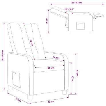 vidaXL Αναπαυτική Καρέκλα Μοβ Ύφασμα 66x95x100cm 1 τεμ.