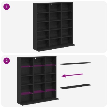 vidaXL Ντουλάπα CD Μαύρη Δρυς 96x23,5x97,5cm Επεξεργασμένο Ξύλο