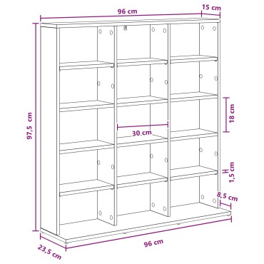 vidaXL Ντουλάπα CD Μαύρη Δρυς 96x23,5x97,5cm Επεξεργασμένο Ξύλο