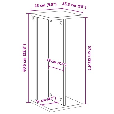 vidaXL Βάση φυτών Artisan Δρυς 25 x 25,5 x 60,5 εκ. Επεξεργασμένο Ξύλο