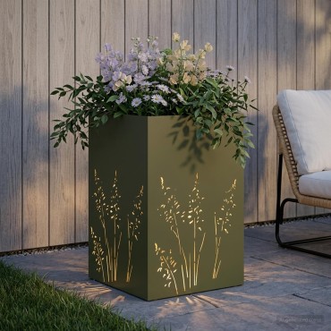 vidaXL Γλάστρα Κήπου Λαδί 50 x 50 x 75 cm Ψυχρής έλασης χάλυβας