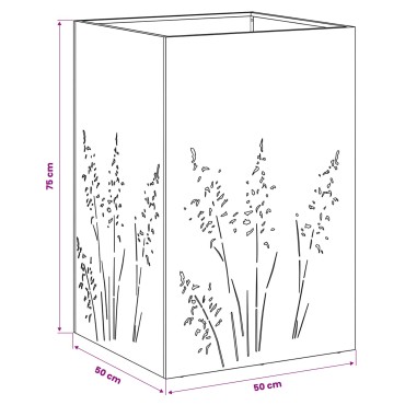 vidaXL Γλάστρα Κήπου Λαδί 50 x 50 x 75 cm Ψυχρής έλασης χάλυβας