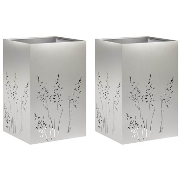 vidaXL Γλάστρα Κήπου 2 τμχ. Ασημί 50 x 50 x 75 cm Ανοξείδωτο Ατσάλι