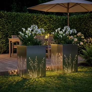 vidaXL Γλάστρα Κήπου 2 τμχ. Ασημί 50 x 50 x 75 cm Ανοξείδωτο Ατσάλι