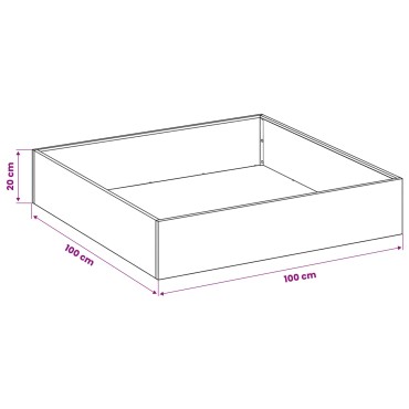 vidaXL Γλάστρα Κήπου Ασημί 100 x 100 x 20 cm Ανοξείδωτο Ατσάλι