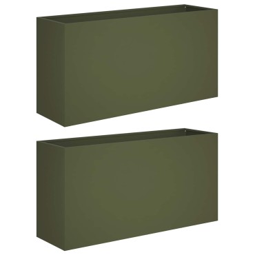 vidaXL Γλάστρα Κήπου 2 τμχ. Λαδί 100 x 30 x 40 εκ