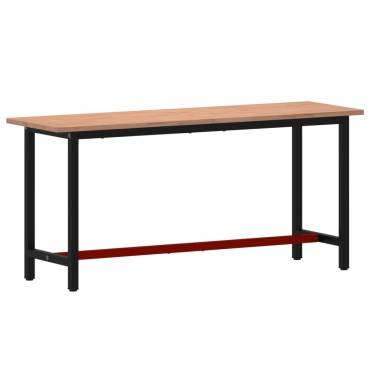 vidaXL Πάγκος Εργασίας 180x55x81,5εκ. από Μασίφ Ξύλο Οξιάς και Μέταλλο