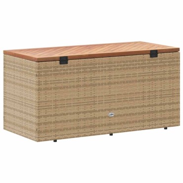 vidaXL Κουτί Αποθ. Κήπου Μπεζ 110x50x54cm Συνθ. Ρατάν/Μασίφ Ακακία