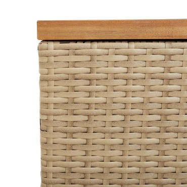 vidaXL Κουτί Αποθ. Κήπου Μπεζ 110x50x54cm Συνθ. Ρατάν/Μασίφ Ακακία