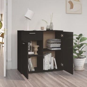 vidaXL Ντουλάπι με Συρτάρι Μεύρο 80x36x75cm από Επεξ. Ξύλο 1 τεμ.