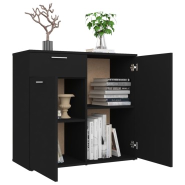 vidaXL Ντουλάπι με Συρτάρι Μεύρο 80x36x75cm από Επεξ. Ξύλο 1 τεμ.