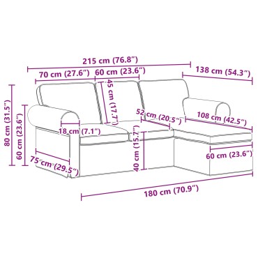 vidaXL Καναπές Taupe 215x138x80cm ύφασμα