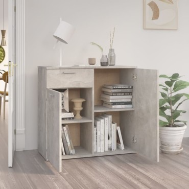 vidaXL Ντουλάπι με Συρτάρι Γκρι Σκυροδέματος 80x36x75cm Επεξ. Ξύλο 1 τεμ.
