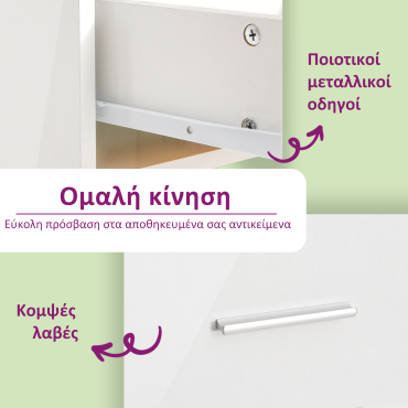 vidaXL Ντουλάπι με Συρτάρι Γυαλιστερό Λευκό 80x36x75cm Επεξ. Ξύλο 1 τεμ.